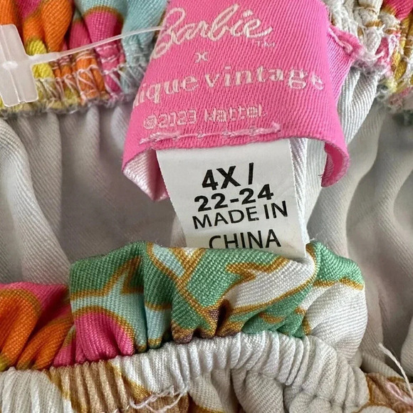 Unique Vintage x Barbie Top 4XL Retro 70s Spaguetti Straps - Picture 5 of 12